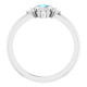 Elegant and vibrant, this round icy-blue aquamarine and diamond ring in sterling silver is a beautiful choice to top off all your favorite looks.