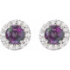 Mesmerizing with magical color, this pair of lab-grown alexandrite and diamond earrings make a stylish statement.