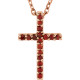 Artistry and faith merge to create this striking 14k rose gold gemstone cross pendant made of Genuine Garnet Mozambique stones in a prong setting with a 16" diamond cut cable chain.