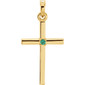 Embrace your faith with this stunning 14K Yellow Gold emerald cross pendant. Emeralds are round diamond cut and AA in quality. Cross pendant is 22.65mm in length and 11.45mm in width. Polished to a brilliant shine.