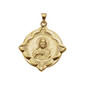 This Sacred heart hollow back medal is all 14K Solid Yellow Gold. The scalloped boarder adds to the already detailed medal.