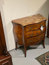 A French Inlaid Three Drawer Marble Top Chest 