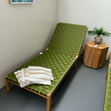 Green cord solid teak sun lounge