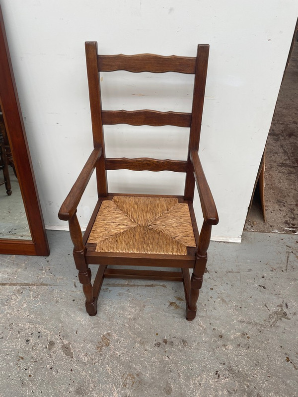 French oak ladder back single carver chair 