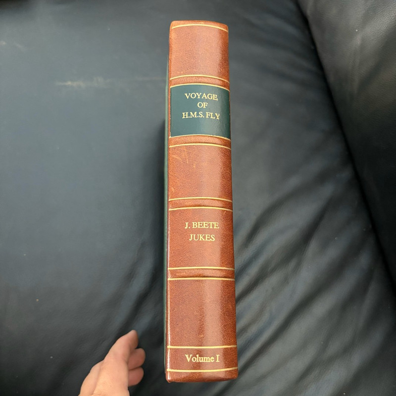 Stunning antique leather-bound book: The Voyage of the H.M.S Fly, 1847