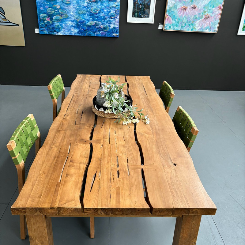 Recycled Teak live slab outdoor table