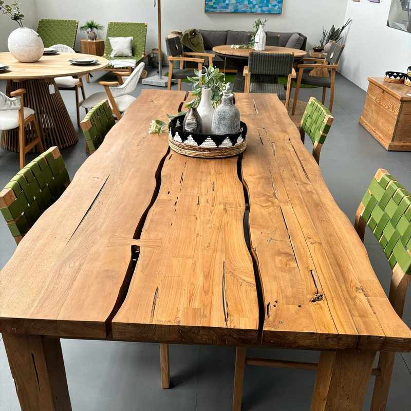 Recycled Teak live slab outdoor table