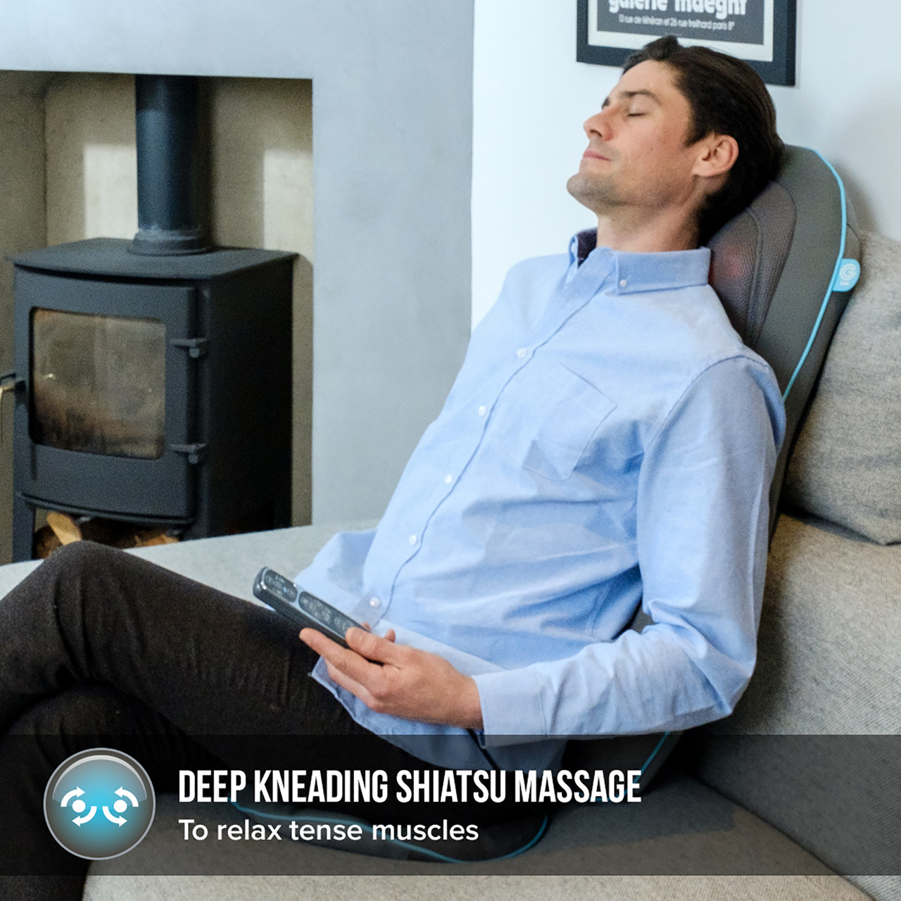 HoMedics Massagesitzauflage Shiatsu Massageauflage Rücken- und  Schultermassagegerät - Deluxe-Massagesessel mit Wärmefunktion,  Vibrationsmassage, entspannt Schulter-, Rücken- und Oberschenkel - Grau