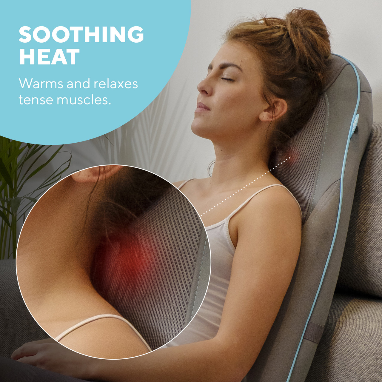 HoMedics Massagesitzauflage Shiatsu Massageauflage Rücken- und  Schultermassagegerät - Deluxe-Massagesessel mit Wärmefunktion,  Vibrationsmassage, entspannt Schulter-, Rücken- und Oberschenkel - Grau