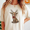 Cute Reindeer Christmas Shirt, Baby Deer Xmas Tee, Adorable Reindeer Bow Shirt, Holiday Graphic Tee, Unisex Christmas Gift