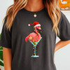 Christmas Flamingo Shirt, Santa Flamingo Cocktail Tee T-Shirt S-5XL