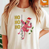 Ho Ho Ho Flamingo Christmas Shirt, Santa Flamingo Wine Tee T-Shirt S-5XL