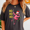 Ho Ho Ho Flamingo Christmas Shirt, Santa Flamingo Wine Tee T-Shirt S-5XL