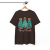 Merry And Bright Christmas Shirt, Three Trees Bow Cute Xmas Graphic T-Shirt S-5XL