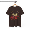 Merry Christmas Shirt, Reindeer Antlers Typography Holiday T-Shirt S-5XL