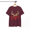 Merry Christmas Shirt, Reindeer Antlers Typography Holiday T-Shirt S-5XL