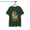 Cute Christmas Deer Shirt Watercolor Reindeer Bow Holiday Xmas Graphic Tee