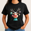 Cute Reindeer Christmas Shirt, Cartoon Rudolph With Ornaments T-Shirt S-5XL