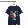 Cute Reindeer Christmas Shirt, Cartoon Rudolph With Ornaments T-Shirt S-5XL
