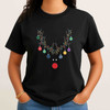 Minimal Reindeer Christmas Shirt, Red Nose Antlers Ornament T-Shirt S-5XL
