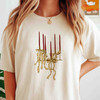 Elegant Christmas Candle Shirt, Vintage Holiday Candles Art Tee, Minimal Festive Design T-shirt S-5XL