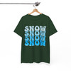 Snow Snow Snow Shirt, Winter Snow Typography Tee, Blue Snowflake Graphic Shirt, Cozy Winter Holiday T-shirt S-5XL