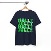 Holly Jolly Shirt, Retro Christmas Typography Tee, Green Holiday Graphic Shirt, Cute Festive Xmas Gift T-shirt S-5XL