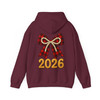 2026 Plaid Bow Shirt, Red Buffalo Check Bow Tee, Pearl Bow New Year 2026 Hoodie S-5XL