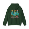 Merry And Bright Christmas Shirt, Three Trees Bow Cute Xmas Graphic Hoodie S-5XL