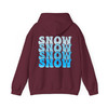 Snow Snow Snow Shirt, Winter Snow Typography Tee, Blue Snowflake Graphic Shirt, Cozy Winter Holiday Hoodie S-5XL