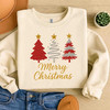 Merry Christmas Glitter Tree T Shirt, Festive Holiday Graphic Tee, Classic Unisex Christmas Sweatshirt S-5XL