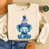 Cute Elephant Happy New Year Shirt, Blue Winter Animal Tee, New Year Gift Unisex Sweatshirt S-5XL