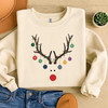 Minimal Reindeer Christmas Shirt, Red Nose Antlers Ornament Sweatshirt S-5XL