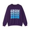 Snow Snow Snow Shirt, Winter Snow Typography Tee, Blue Snowflake Graphic Shirt, Cozy Winter Holiday Sweatshirt S-5XL