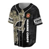 Custom name Skull with Marine Corps Baseball Jersey S-5XL