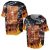 Custom name Veteran US ARMY America Flag Fire Pattern Baseball Jersey S-5XL