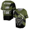 Custom Name Veteran I Did Others Didn't Skull Black Green Baseball Jersey S-5XL