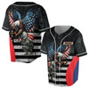 Custom Name Veteran Soldier Eagle American Flag Black Baseball Jersey S-5XL