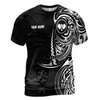 Custom Name Pickleball Paddle Tribal Pattern Black White 3D T-Shirt S-5XL