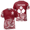 Custom Name Pickleball Paddle Tribal Pattern Red White 3D T-Shirt S-5XL