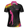 Custom Name Best Mom By Par Funny Golf Polo, Neon Paint Splatter, Women's Polo Shirt S-5XL