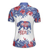 Custom Name Mama Bear Tropical Polo for Women, Floral Hibiscus Leaf Print, Women's Polo Shirt S-5XL