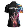 Custom Team Bowling Polo for Women, Neon Ball Pin Strike Print, Women's Polo Shirt S-5XL