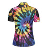 Colorful Tie Dye Polo Shirt for Women, Vibrant Rainbow Swirl Print, Hippie Style All Over Print Women's Polo Shirt S-5XL