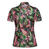 Custom Tropical Floral Polo Shirt for Women, Vibrant Pink Leaf & Flower Print, All Over Print Aloha Shirt Women's Polo S-5XL
