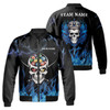 Custom Name Billiards Skull Pool Ball Design Team Name Green Flame Bomber Jacket S-5XL