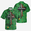 Custom Name St. Pattrick's Day Irish Lucky Shamrock Cross Button Down Shirt S-5XL