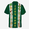 Custom Name St. Pattrick's Day Irish Leprechaun Riding Dinosaur Lucky Shamrock Button Down Shirt S-5XL