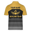 Custom Name Bowling Team Winged Fiery Bowling Ball Yellow Black Zipper Polo S-5XL