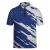Custom Name Bowling Team Player Ball Dots Splashes Pattern Blue Gray Zipper Polo S-5XL